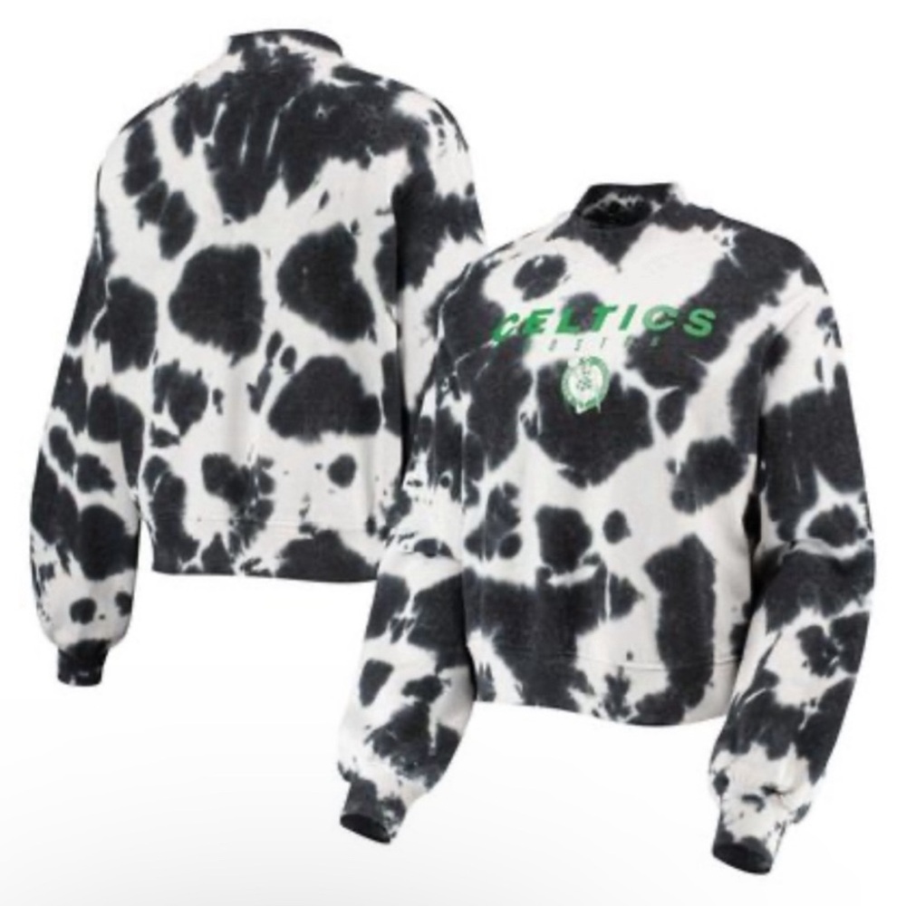 NWT Junk Food | Women's Boston Celtics Tie-Dye Cropped Pullover Sweatshirt, Lg